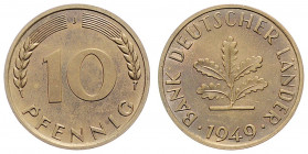 Kursmünzen
Bundesrepublik Deutschland seit 1949. 10 Pfennig, 1949 J. Hamburg
3,95g
Jaeger 378
PP