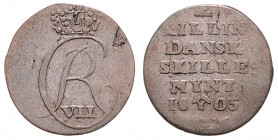 Christian VII. 1766-1808
Norwegen. 2 Skilling, 1805. 1,28g
Cr. 18
f.ss