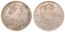Carlos IV. 1788 - 1808
Mexico. 8 Reales, 1801. Kopie/Copy/Fälschung
Mexico City
27,86g
vergleich zu Cal-970
ss/vz