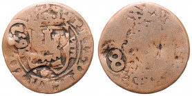 Philipp III. 1598 - 1621
Spanien. 8 Maravedi, ?. mit Gegenstempel 8 und 1632
4,76g
sgh