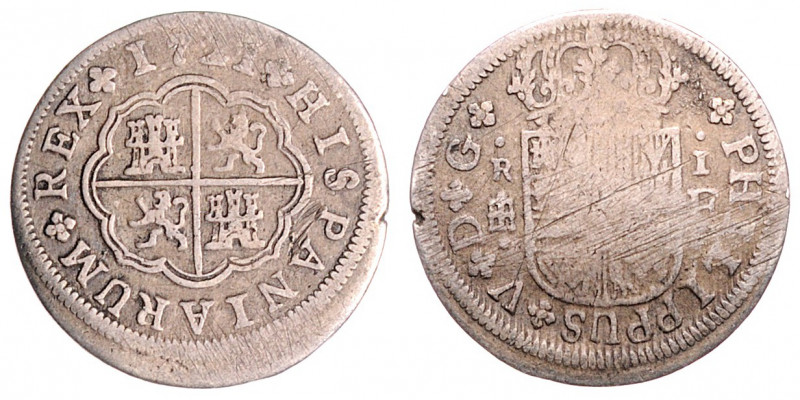 Philipp V. 1700 - 1746
Spanien. 1 Reales, 1721. Segovia
2,58g
KM 299
ss