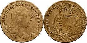 Joseph II. als Alleinregent 1780 - 1790
Lira, 1786 L-B. zeitgenössische Messingfälschung mit Laubrand
Mailand
5,71g
Her. 373
ss/vz