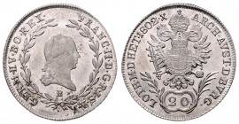 Franz II. 1792 - 1806
20 Kreuzer, 1802 B. Kremnitz
6,19g
Her. 683
vz/stgl