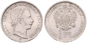 Franz Joseph I. 1848 - 1916
1/4 Gulden, 1859 A. Wien
5,37g
Fr. 1524
stgl