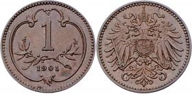 Franz Joseph I. 1848 - 1916
1 Heller, 1901. Wien
1,66g
Fr. 2042
vz
