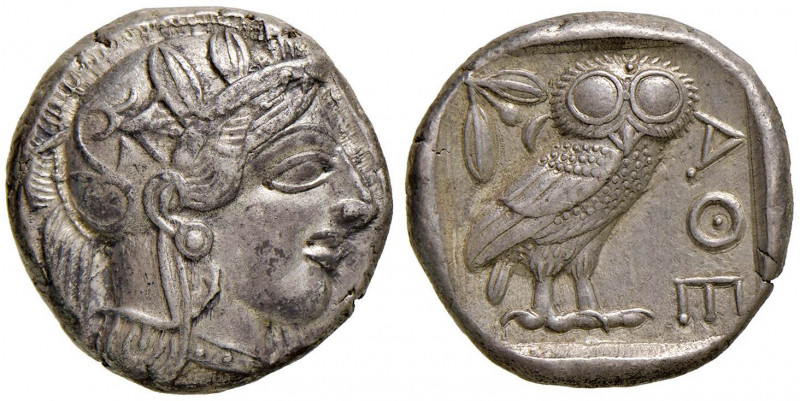 ATTICA Atene - Tetradramma (ca. 454-404 a.C.) Testa elmata di Atena a d. - R/ Ci...