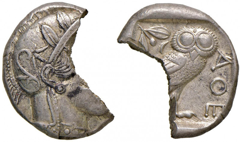ATTICA Atene - Tetradramma (ca. 454-404 a.C.) Testa elmata di Atena a d. - R/ Ci...