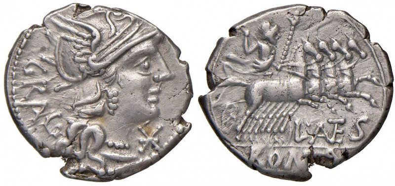 Antestia - L. Antestius Gragulus - Denario (136 a.C.) Testa di Roma a d. - R/ Gi...