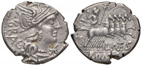 Antestia - L. Antestius Gragulus - Denario (136 a.C.) Testa di Roma a d. - R/ Giove su quadriga a d. - B. 9; Cr. 238/1 AG (g 3,99) Piccole screpolatur...