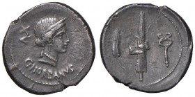 Norbana - Caius Norbanus - Denario (83 a.C.) Testa di Venere a d. - R/ Spiga, fascio e caduceo - B. 2; Cr. 357/1b AG (g 3,91) Screpolature
BB+