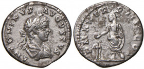 Caracalla (211-217) Denario (Laodicea) Testa laureata a d. - R/ L’imperatore stante a s. - AG (g 3,28) Macchie
BB