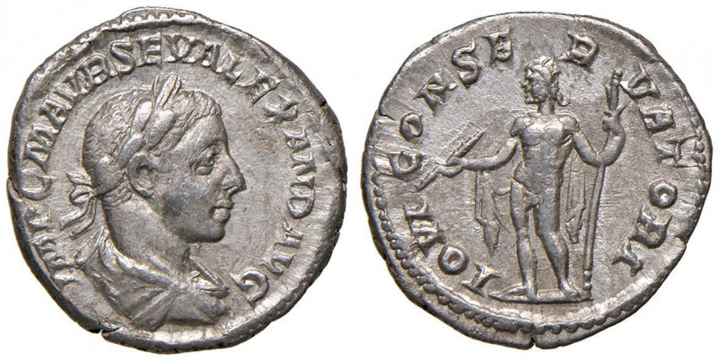Alessandro Severo (222-235) Denario - Testa laureata a d. - R/ Giove stante a s....