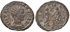 Aureliano (270-275) Antoniniano (Mediolanum) Testa radiata a d. - R/ L’imperatore e la Pietà - RIC 138 AE (g 3,48)
SPL