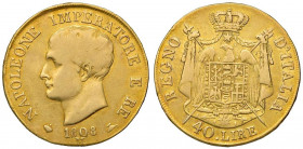 Napoleone (1805-1814) Milano - 40 Lire 1808 bordo in rilievo, apostrofo curvo - Gig. 72bis AU (g 12,72)
MB