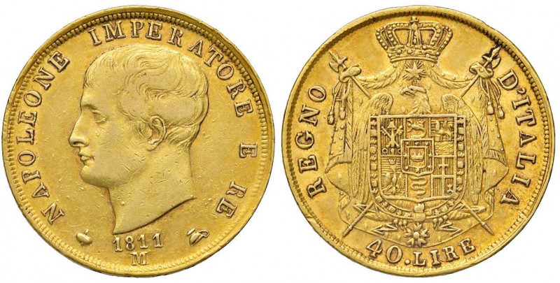 Napoleone (1805-1814) Milano - 40 Lire 1811 puntali aguzzi - Gig. 76 AU (g 12,88...