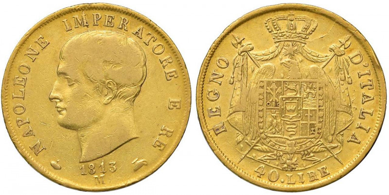 Napoleone (1805-1814) Milano - 40 Lire 1813 puntali aguzzi, 1 su 0 - Gig. 78a AU...