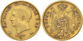 Napoleone (1805-1814) Milano - 20 Lire 1810 puntali aguzzi - Gig. 86 AU (g 6,40) Macchie
BB