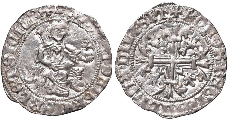 NAPOLI Roberto d’Angiò (1309-1343) Gigliato - MIR 28 AG (g 3,99) Frattura del to...