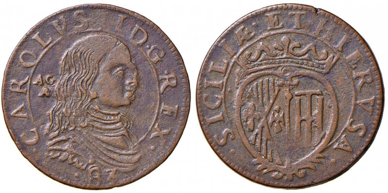 NAPOLI Carlo II (1674-1700) Grano 1683 - Magliocca 60 CU (g 8,56) Ottimo esempla...