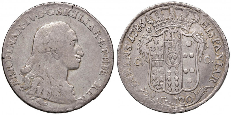 NAPOLI Ferdinando IV (1759-1816) Piastra 1786 - Magliocca 244 AG (g 26,99) Fratt...