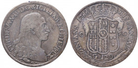 NAPOLI Ferdinando IV (1759-1816) Piastra 1788 - Magliocca 246 AG Mancanza di metallo al bordo. Sigillata privatamente e con certificato di Positanok c...
