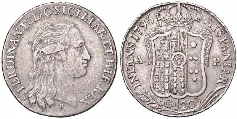 NAPOLI Ferdinando IV (1759-1798) Piastra 1796 - Magliocca 258 AG (g 27,43)
BB