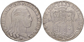 NAPOLI Ferdinando IV (1759-1816) Piastra 1798 - Magliocca 259 AG Sigillata qBB/BB da Ruggiero Lupo. Graffi di conio al R/
qBB