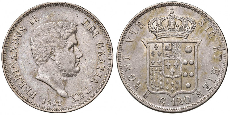 NAPOLI Ferdinando II (1830-1859) Piastra 1842 - Magliocca 550 AG (g 27,45) Graff...