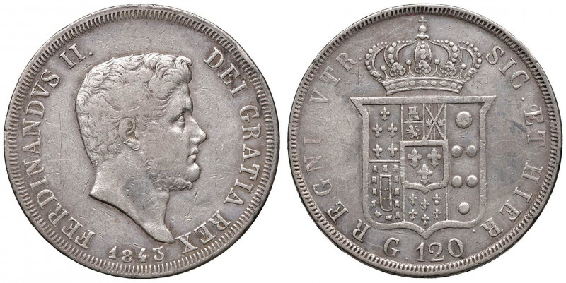 NAPOLI Ferdinando II (1830-1859) Piastra 1843 - Magliocca 551 AG (g 27,30) Colpo...