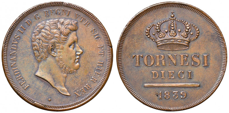 NAPOLI Ferdinando II (1830-1859) 10 Tornesi 1839 - Magliocca 674 CU (g 29,66) Le...