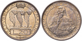 SAN MARINO 20 Lire 1931 - Gig. 2 AG (g 15,05)
qFDC/FDC