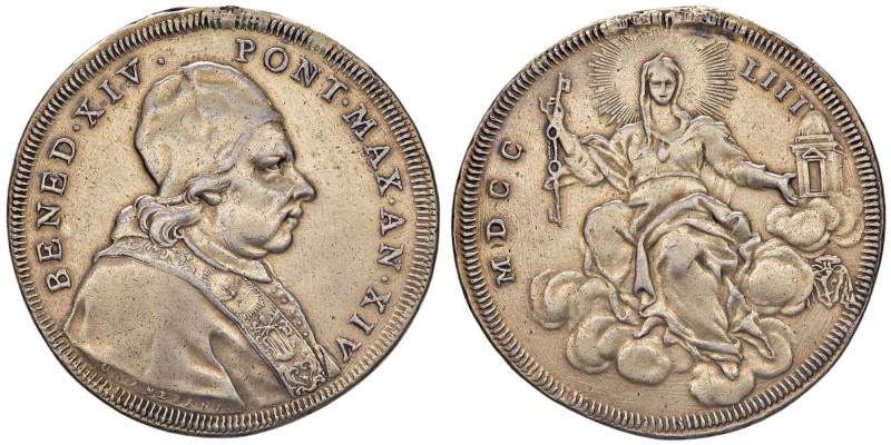 Benedetto XIV (1740-1758) Scudo 1753 A.XIV - Munt. 44 AG (g 26,31) Fondi spazzol...