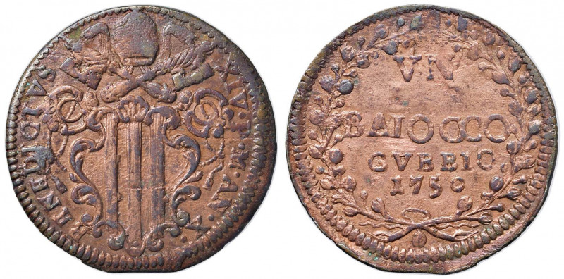 Benedetto XIV (1740-1758) Gubbio - Baiocco 1750 A. X - Munt. 453 CU (g 10,47)
q...