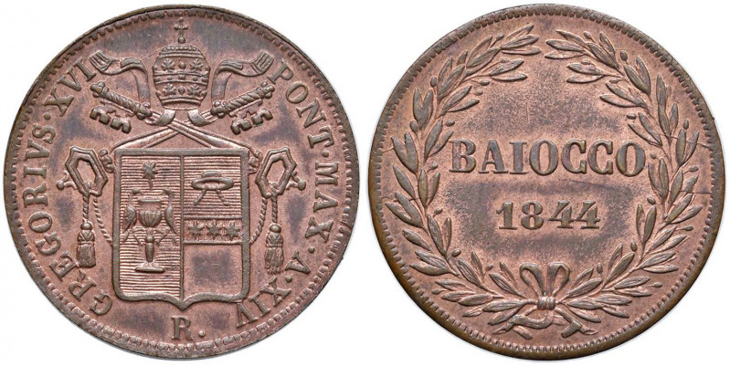 Gregorio XVI (1831-1846) Baiocco 1844 A. XIV - Nomisma 299 CU (g 10,58)
qFDC