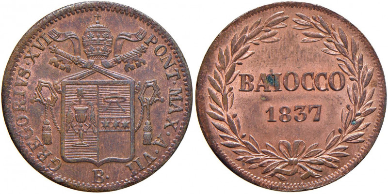 Gregorio XVI (1831-1846) Bologna - Baiocco 1837 A. VII - Nomisma 280 CU (g 10,26...