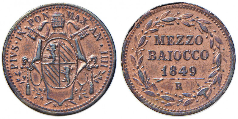 Pio IX (1846-1870) Mezzo baiocco 1849 A. IIII - Nomisma 821 CU (g 5,24)
SPL