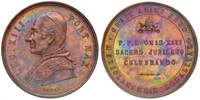 Leone XIII (1878-1903) “Medaglia Giubileo sacerdotale - AE (g 12,56 - Ø 30 mm) R...