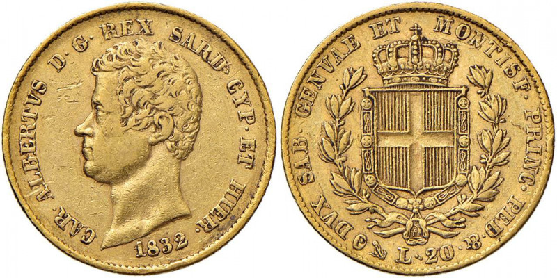 Carlo Alberto (1831-1849) 20 Lire 1832 G rigato - Nomisma 639 AU R
 qBB