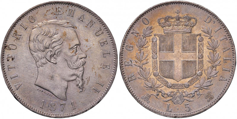 Vittorio Emanuele II (1861-1878) 5 Lire 1871 M - Nomisma 889 AG
SPL+