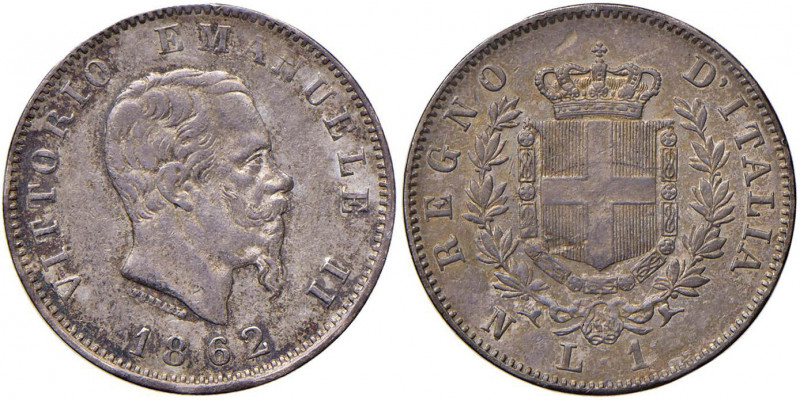 Vittorio Emanuele II (1861-1878) Lira 1862 N - Nomisma 911 AG R Screpolatura al ...