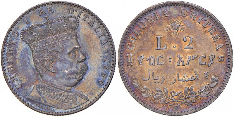 Umberto I (1878-1900) Eritrea - 2 Lire 1890 - Nomisma 1039 AG
qFDC