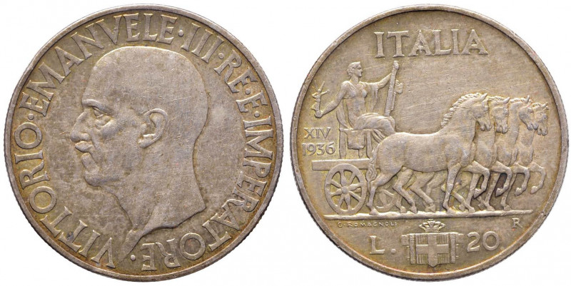 Vittorio Emanuele III (1900-1946) 20 Lire 1936 - Nomisma 1094 AG R Sigillata BB ...