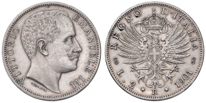 Vittorio Emanuele III (1900-1946) 2 Lire 1901 - Nomisma 1151 AG RR Minimi graffi...