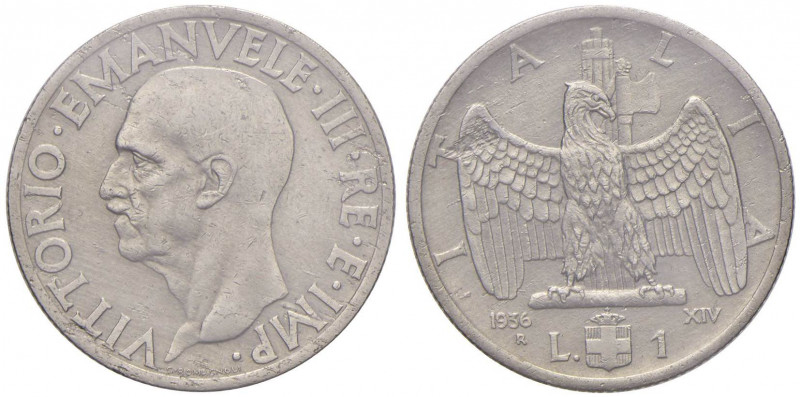 Vittorio Emanuele III (1900-1946) Lira 1936 - Nomisma 1219 NI R Sigillato BB da ...