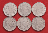 Vittorio Emanuele III (1900-1946) 20 Centesimi 1939 XVII e XVIII, 1940, 1941, 1942, 1943 - AC Lotto di sei monete
SPL