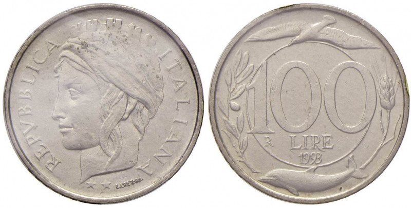 REPUBBLICA ITALIANA (1946-) 100 Lire 1993 - Gig. 130 AC R Testa piccola. Sigilla...