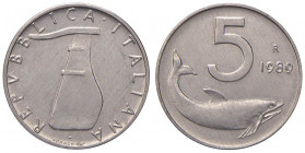 REPUBBLICA ITALIANA (1946-) 5 Lire 1989 timone rovesciato - Nomisma 332 IT
FDC