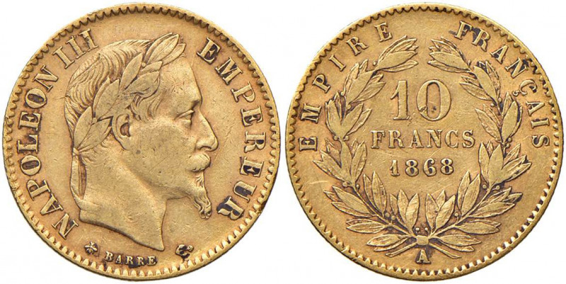 FRANCIA Napoleone III (1852-1870) 10 Franchi 1868 A - KM 800 AU (g 3,21)
BB