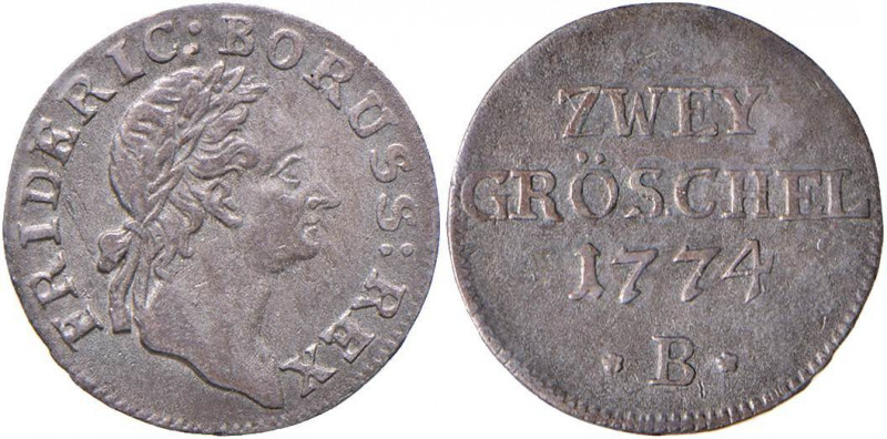 GERMANIA Prussia - Federico II il Grande (1740-1786) 2 Gröschel 1774 B - KM 1029...