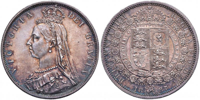 INGHILTERRA Vittoria (1837-1901) Mezza corona 1887 - KM 764 AG (g 14,17) Minimi ...